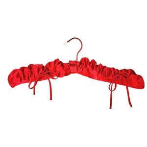 Vintage Red Satin Padded Lingerie Boudoir Clothing Hanger Ruched Pleated…